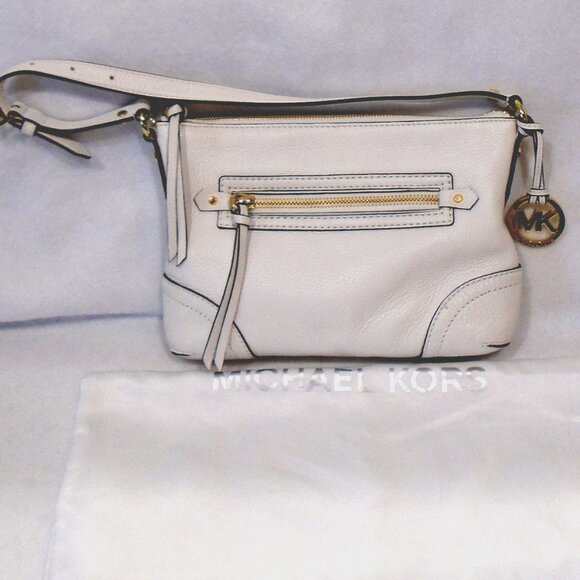 nwot Michael Kors Fallon white Pebbled Leather medium Shoulder Bag - Picture 9 of 9